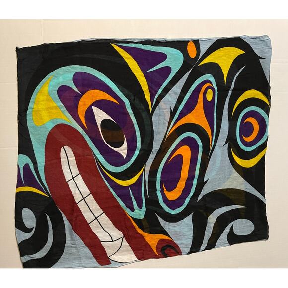 Women's Circular Scarf 70 X 27 100% Bamboo Art by Maynard Johnny Jr. Serigraph - Picture 1 of 4
